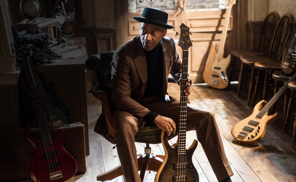 Marcus Miller with sire M2 bass guitar