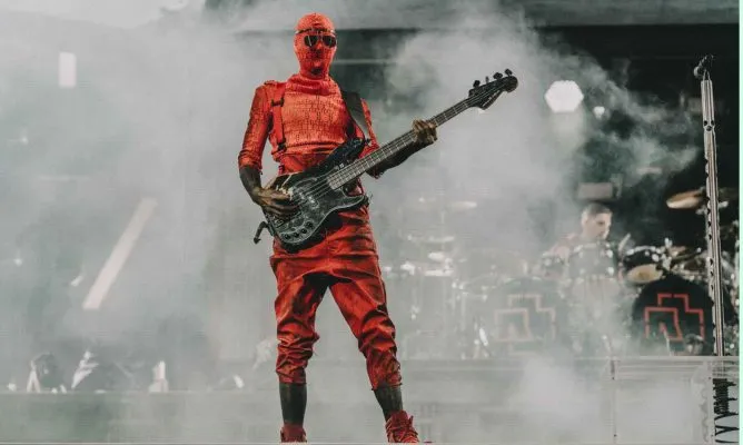 Rammstein bassist with sandberg bass